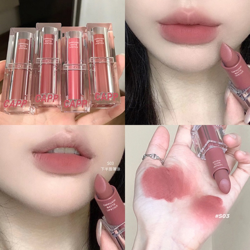 Son Môi Cappuvini Chất Nhung Lì Lâu Trôi Chống Thấm Nước Không Dính Thành Cốc Với 6 Màu Lựa Chọn