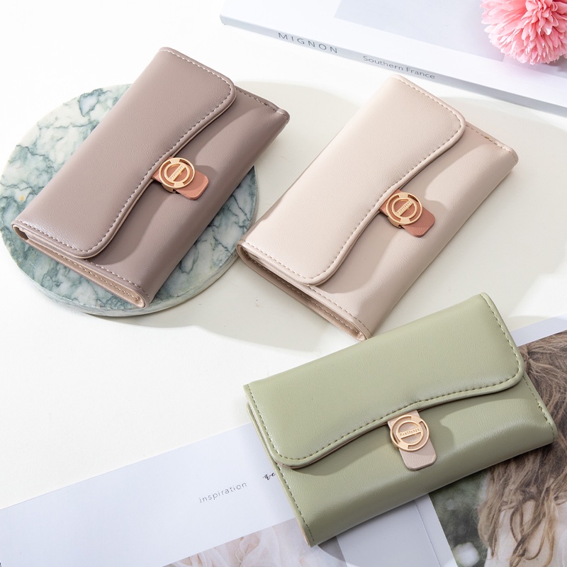 Ví Gấp Ba Thiết Kế Mới Cao Cấp Thời Trang Dành Cho Nữ Giá Đỡ