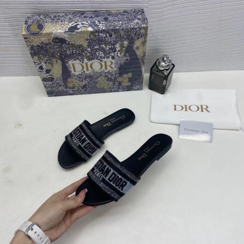 c Dép Lê Nữ Cd Quai Ngang Đính Đá Mềm Êm Fullbox Bill Túi Cao Cấp