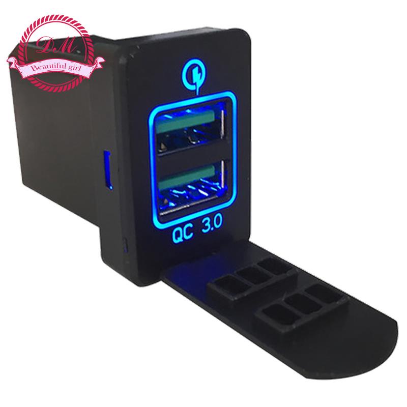Bộ Sạc Nhanh 3 Cổng USB Kép Cho Mitsubishi Outlander 3 2018 2019 Blue Light