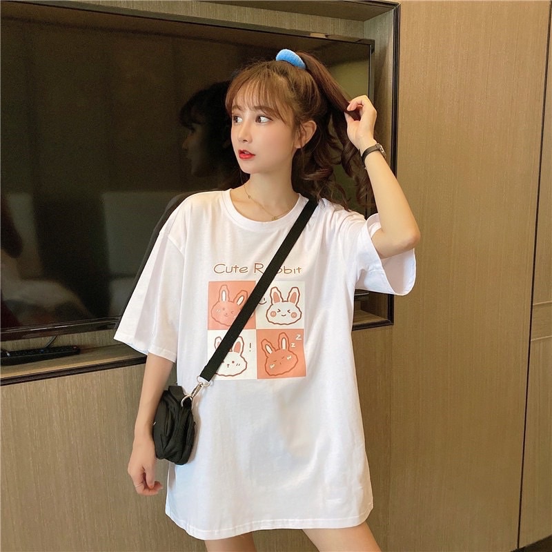 Áo thun phông PINK tay lỡ form rộng CUTE RABBIT Unisex