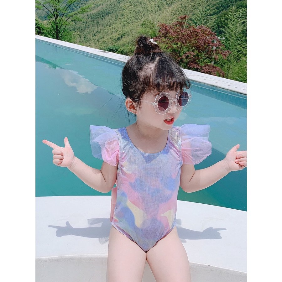 Bộ đồ bơi liền thân Bikini áo tắm nơ lưng cho bé gái Bongkids