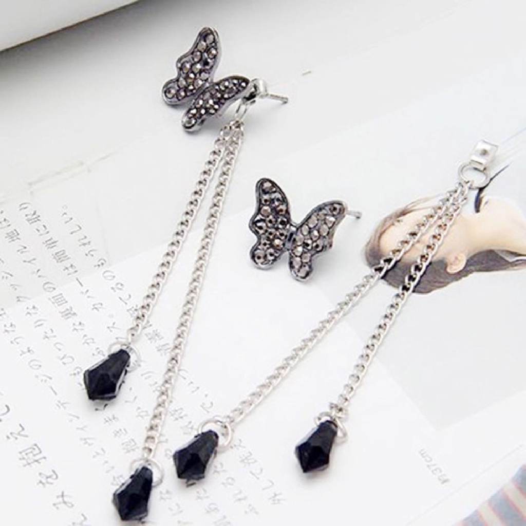 Khuyên tai dáng dài hình bướm đính đá xinh xắn