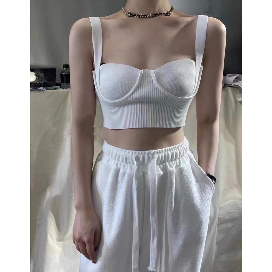 Áo Hai Dây Dệt Kim Màu Sắc Đơn Giản Cho Nữ