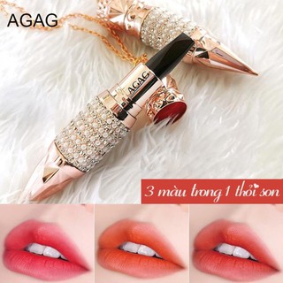 Son môi 3 màu AGAG dưỡng ẩm lâu trôi nội địa Trung ZD-SM19 new