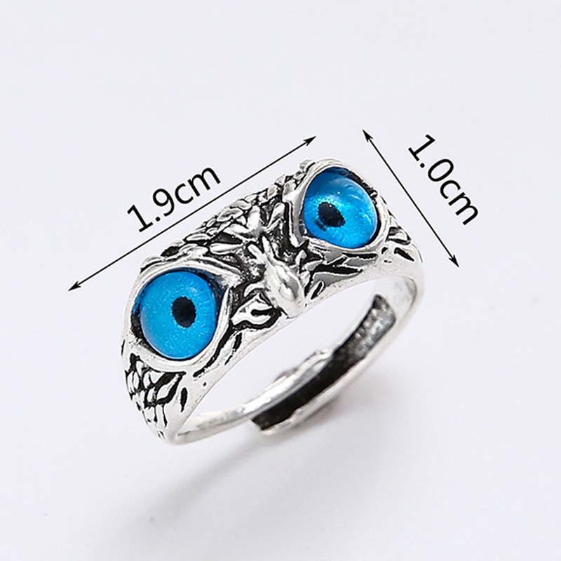 Nhẫn Đeo Tay Kim Loại Hình Cú Mèo Mắt Mèo Cá Tính Cho Nam Nữ