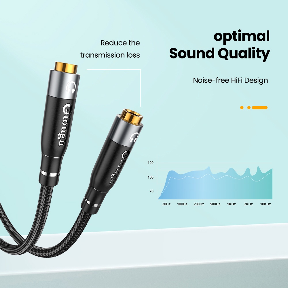 Dây cáp âm thanh Elough AUX chuyển cổng 3.5mm sang 2 lỗ cắm đa năng cho tai nghe / micro