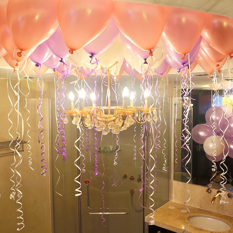 Cuộn Dây Ruy Băng Màu Vàng Hồng 5mm * 10m Trang Trí Bong Bóng