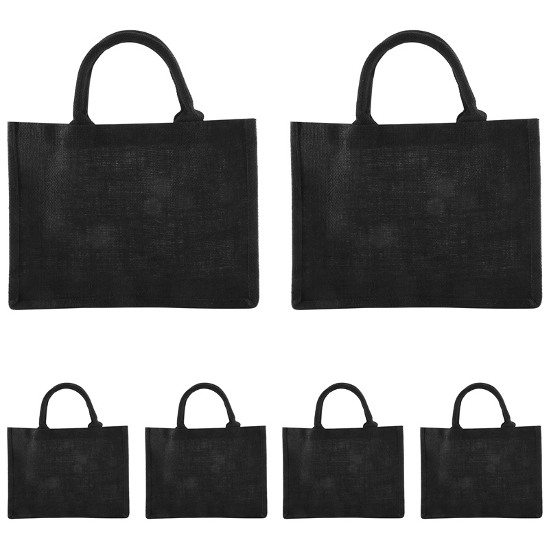 Set 6 Túi Tote Bằng Vải Bố Màu Đen Có Tay Cầm Và Làm Quà Tặng Cho Phù Dâu Đám Cưới