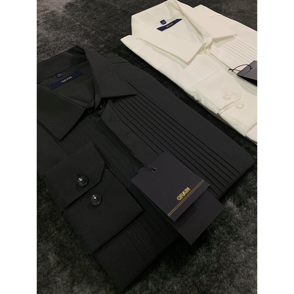 Áo Sơ Mi Nam Dài Tay Xếp Ly Ngực Vải Lụa Cao Cấp, Áo Sơ Mi Trắng Đen Trơn Dáng Ôm Form Body, T-man | BigBuy360 - bigbuy360.vn