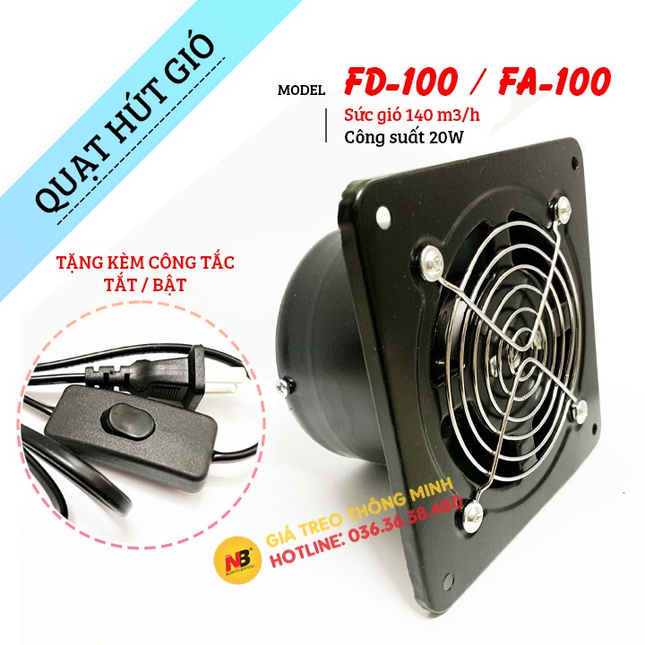 Quạt Hút Mùi Nhà Vệ Sinh , Nhà Bếp , Phòng Ngủ - Quạt Hút Thông Gió FD 100 / FA 100 - 20W / Sức Gió 140 m3/h | BigBuy360 - bigbuy360.vn