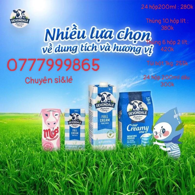 Sữa tươi nguyên kem Devondale 1 lít Úc date 6/2024 thùng 10 hộp 1 lít
