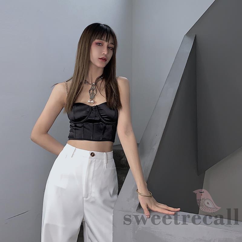 Áo Sát Nách Màu Trơn Phối Dây Xích Cá Tính Cho Nữ