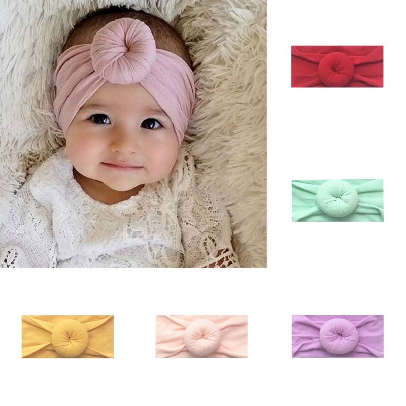 Băng đô turban tròn phong cách Ấn Độ duyên dáng, cotton mềm mịn cho bé yêu