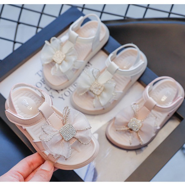 sandal bé gái size 21-30 nơ vải xinh xắn