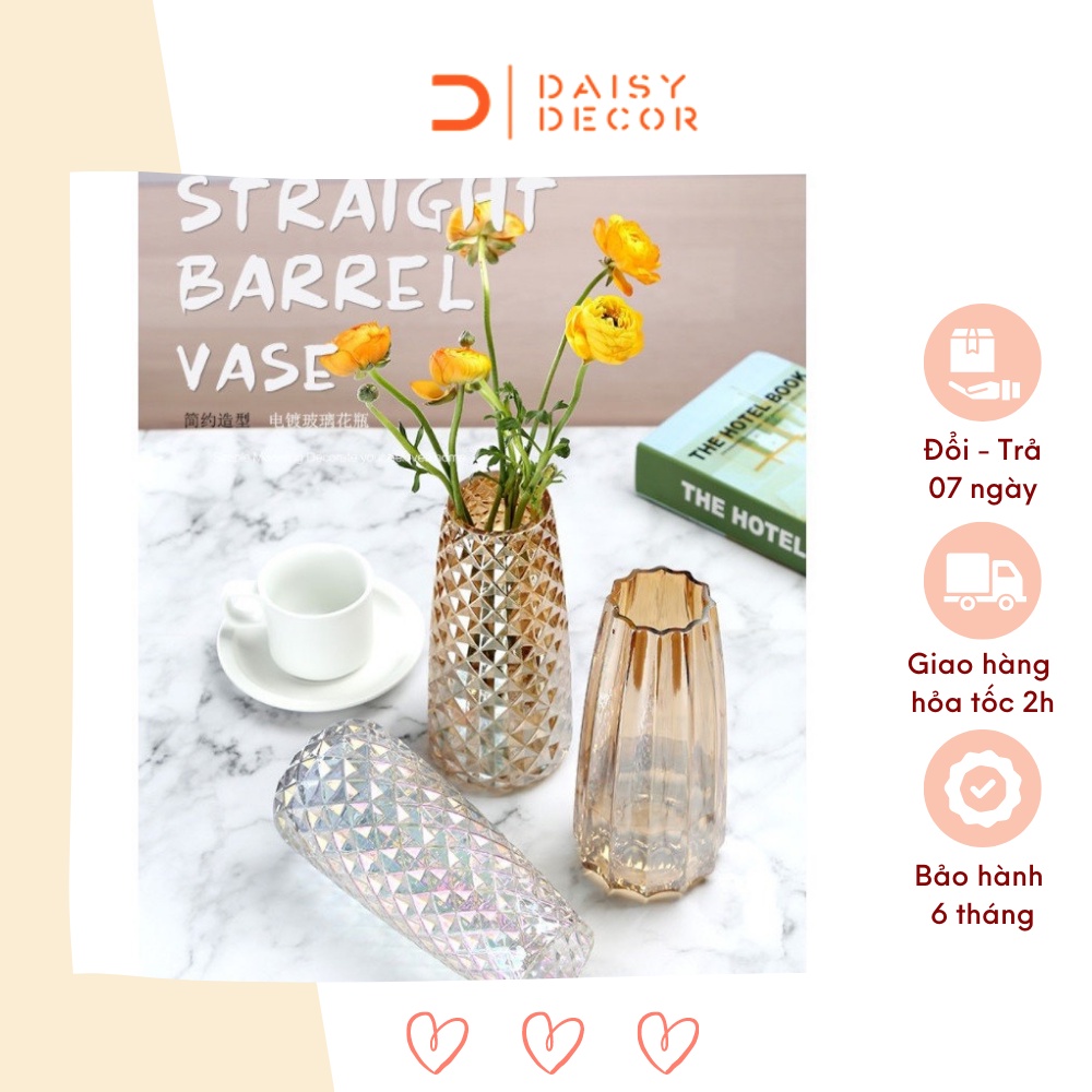 Lọ hoa thuỷ tinh trang trí phong cách Bắc Âu bình hoa kiểu dáng sọc dọc, kẻ ô - Daisy.decor - Hàng có sẵn
