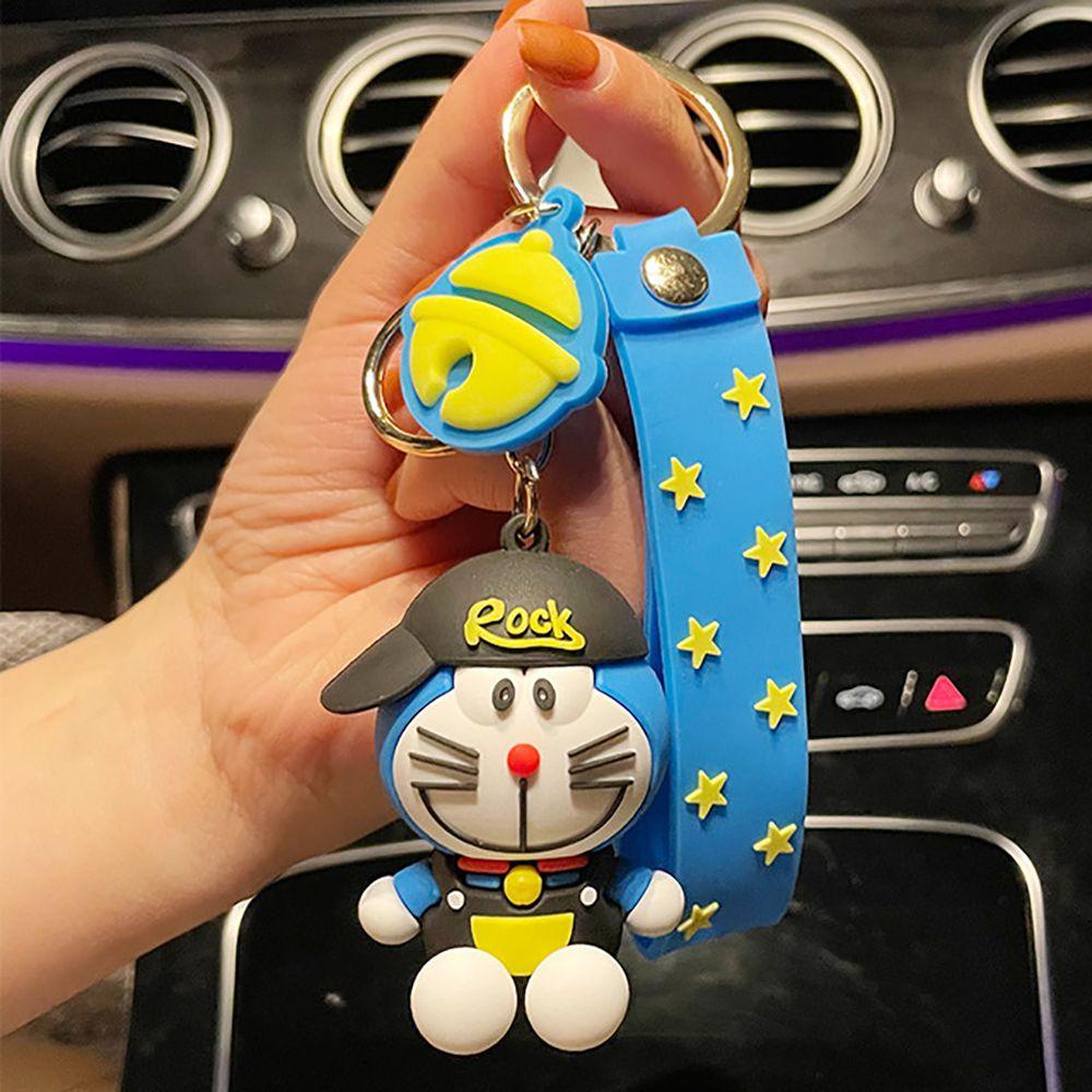 LANFY Móc Chìa Khóa Xe Hơi Bằng Silicon Hình Doraemon Sáng Tạo