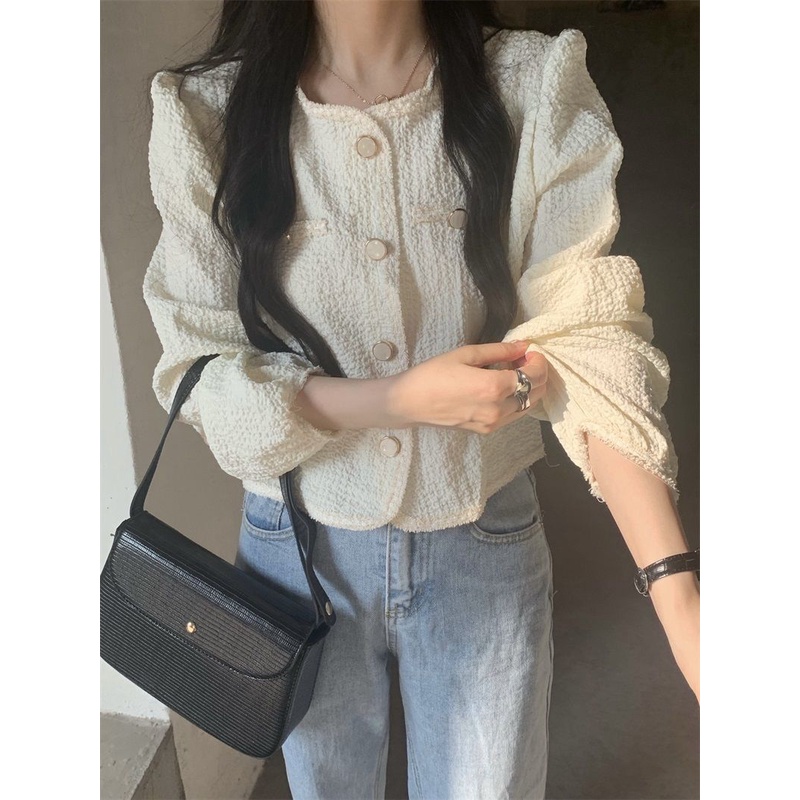 Áo Voan Dài Tay Cổ Tròn Thời Trang Hàn Quốc Dành Cho Nữ