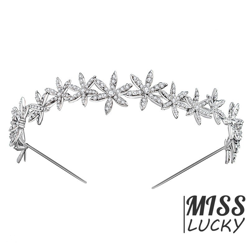 Vương miện trang trí đá lấp lánh tạo kiểu tóc cô dâu sang trọng