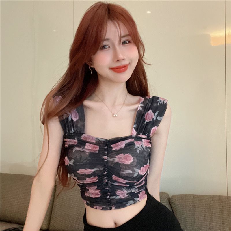 Áo Voan Hai Dây Trễ Vai Xếp Ly Thời Trang Dành Cho Nữ