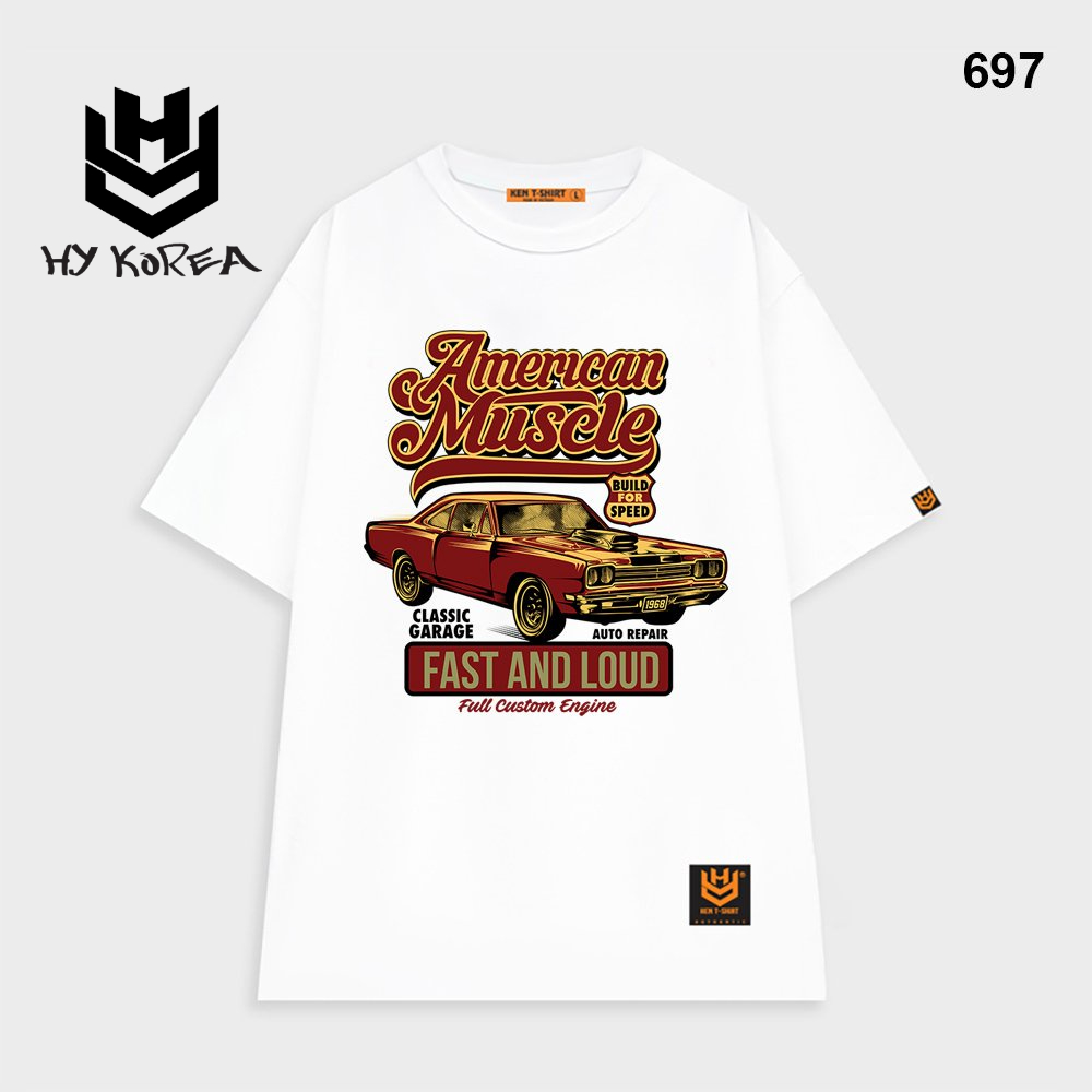 Áo phông tay lỡ Unisex Nam Nữ form rộng Xe Fast and Loud 697 HY KOREA
