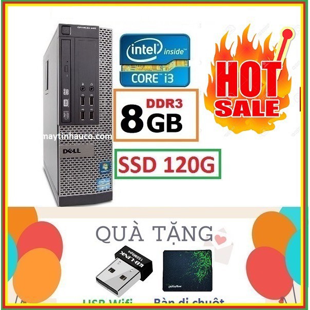 Máy tính đồng bộ DELLl Optiplex Core i3 3220 / 8G / SSD 120G . Tặng ổ cứng HDD 250G 2