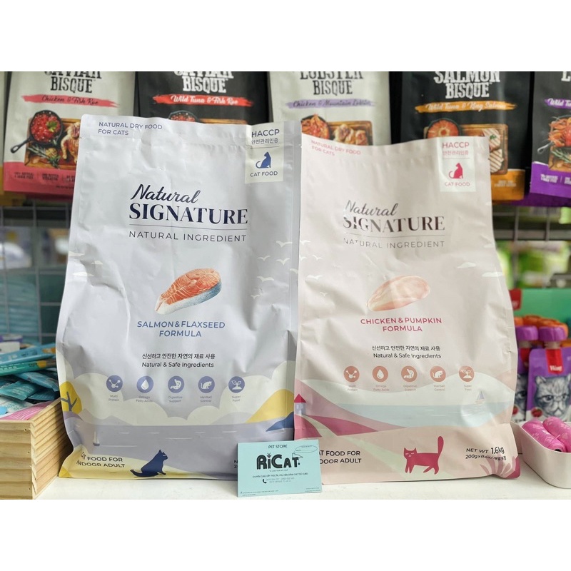 [Date 2024] Túi 1.6kg Hạt Hữu Cơ Natural SIGNATURE cho Mèo Cao Cấp Hàn Quốc