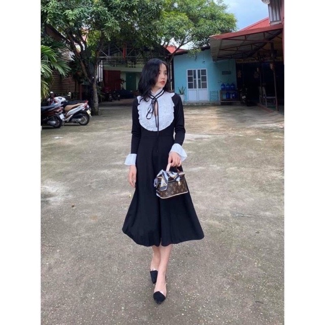 VÁY CỔ NƠ PHA VIỀN BÈO