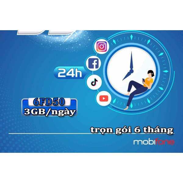 SIM DATA [GÓI FD50] 4G MOBI 3GB/NGÀY - 4GB/NGÀY TRỌN GÓI 6 - 12 THÁNG