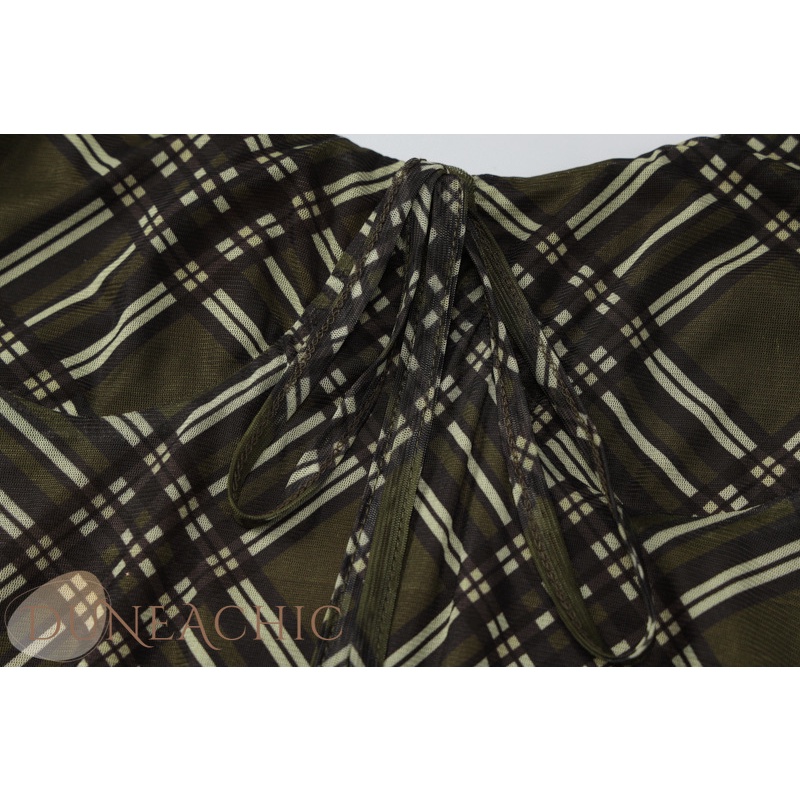 DUNEA Đầm hai dây họa tiết sọc caro phong cách vintage quyến rũ