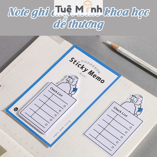 Giấy note ghi chú hình cô gái N018 giấy sticky memo check list Plan phong cách hiện đại