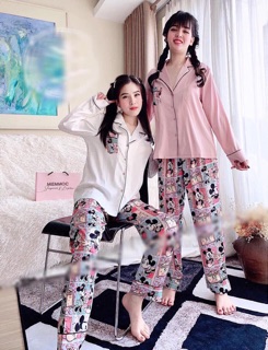 Bộ pijama lụa satin dài tay