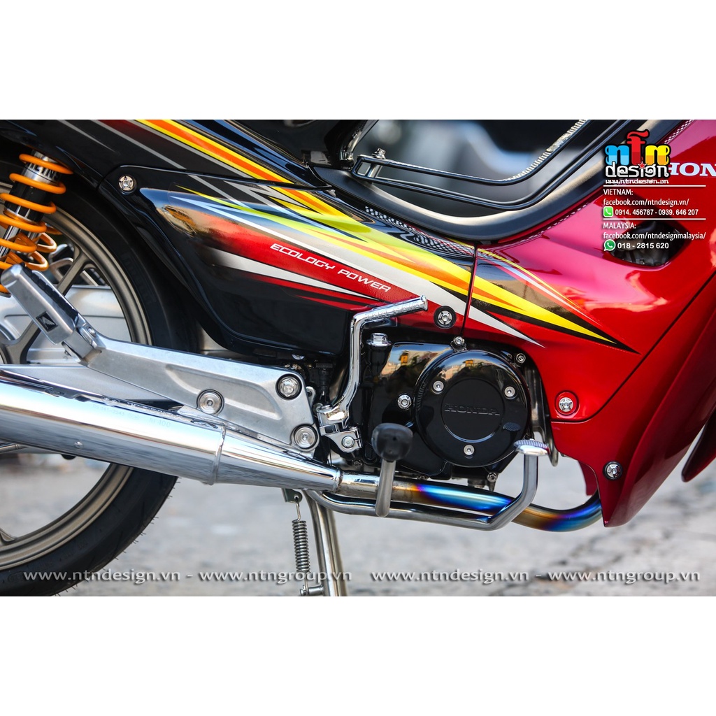 Tem /decal Rời Dán Xe Wave Nhỏ 110 Mẫu Đen Đỏ Vàng Cực Đẹp, Hàng 3 Lớp Chất Lượng Cao