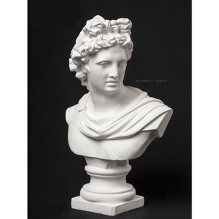 Tượng Hy Lạp La Mã nam thần Ánh sáng Apollo trắng 31cm decor nội thất, hồ cá