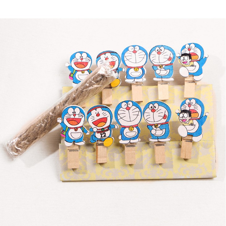 Kẹp gỗ kẹp ảnh mini hình doreamon ngộ nghĩnh - phụ kiện Handmade.