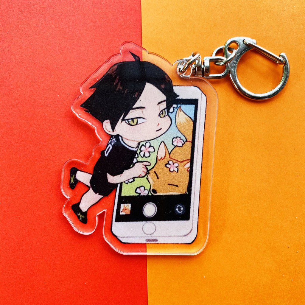 ( Mica trong acrylic) Móc khóa Haikyuu!! Vua bóng chuyền ver ôm đồ in hình anime chibi M01