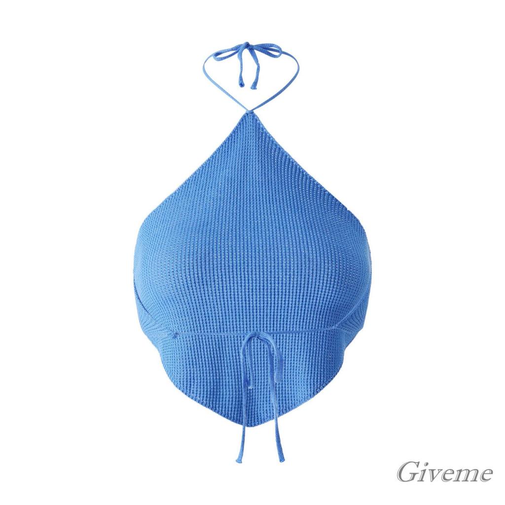 Áo Dệt Kim Hở Lưng Màu Trơn Họa Tiết Hình Học Thời Trang Cho Nữ