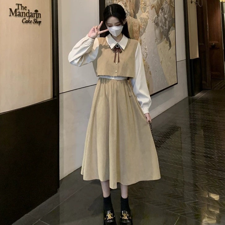 [Khuyến mãi sản phẩm mới nhận phiếu mua hàng không ngưỡng 10K] Đầm Giả Hai Mảnh Thiết Kế Mỏng Mùa Hè Thu Phong Cách Mới Dành Cho Nữ