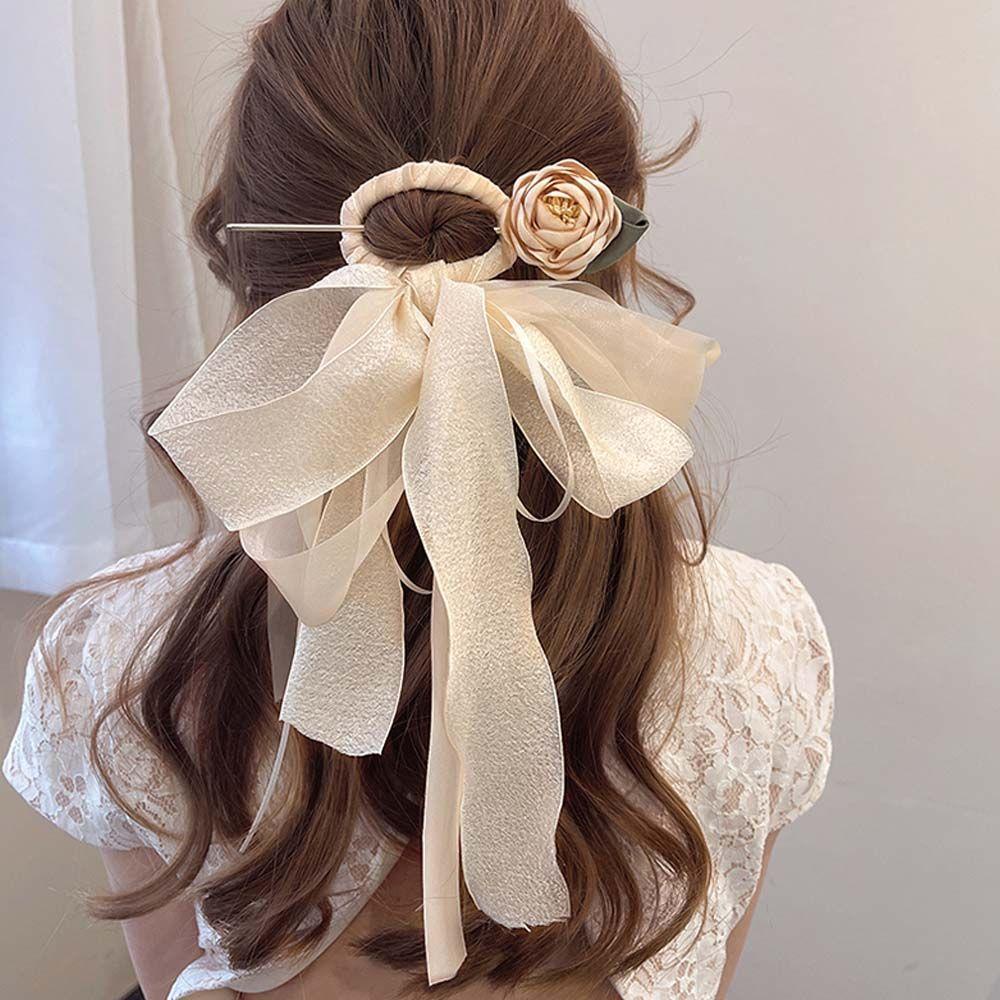 Trâm Cài Tóc Phối Nơ Lưới Phong Cách Trung Hoa Cổ Điển 15H