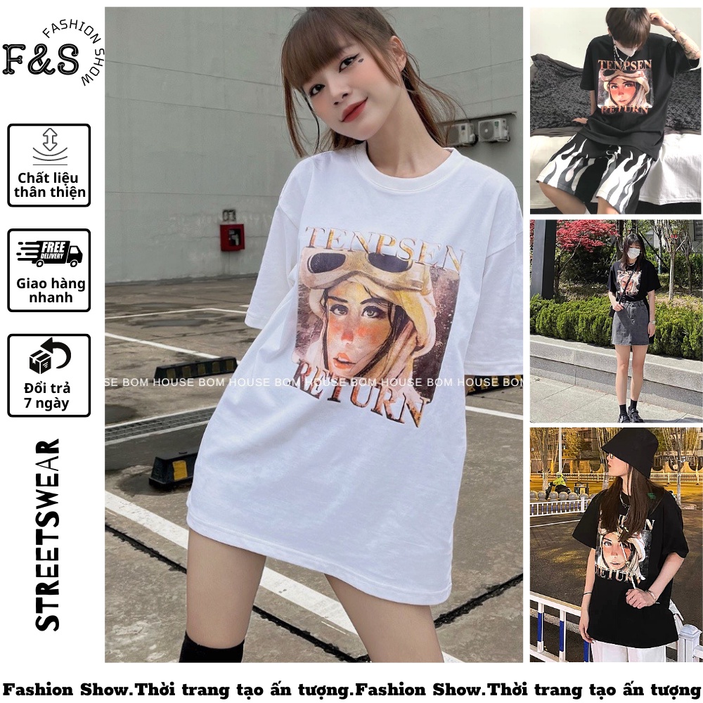 Áo thun tay lỡ unisex CÔ GÁI TENPSEN RETURN - Áo phông F&amp;S nam nữ form rộng cho cặp đôi phong cách hàn quốc