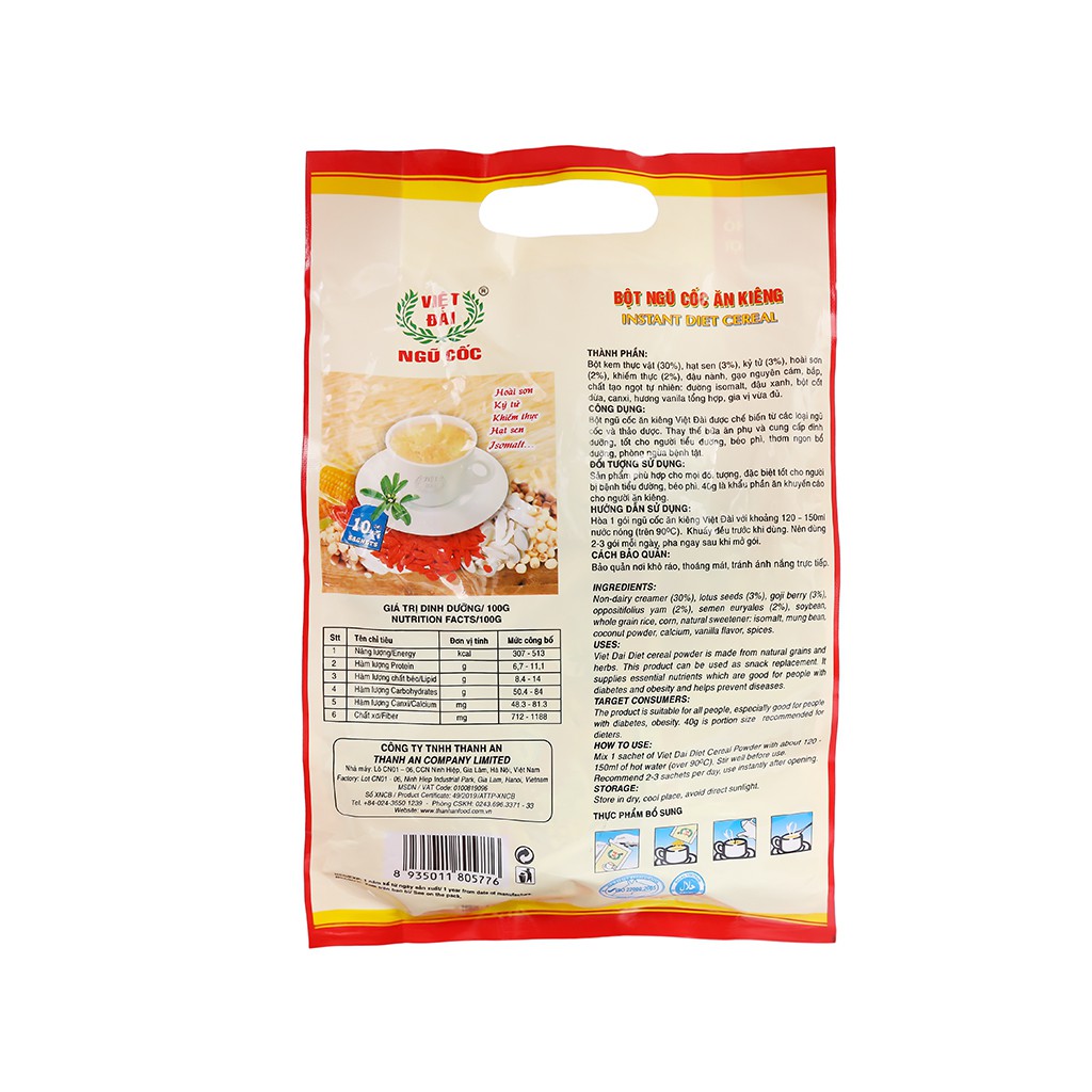 Bột ngũ cốc ăn kiêng Việt Đài bịch 400g