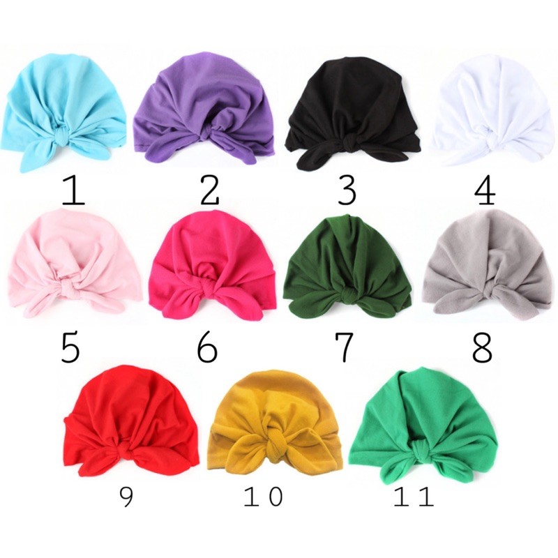 Turban mũ băng đô cho bé gái có nơ (hai đầu nhọn) 11 màu ms12253