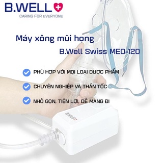 Máy xông mũi họng B.Well Swiss MED-120 độ ồn thấp - Xông khí dung Bwell nhỏ gọn - Thụy Sĩ - Chính hãng