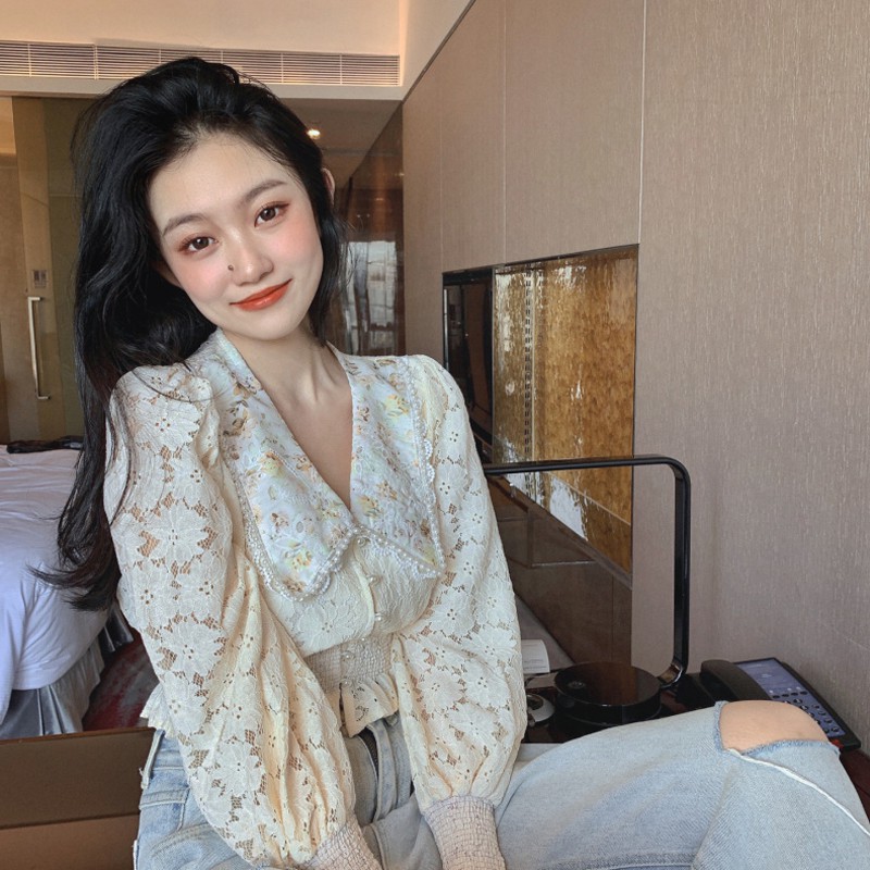 Áo Voan Tay Dài Cổ Búp Bê Đáng Yêu Cho Nữ | BigBuy360 - bigbuy360.vn