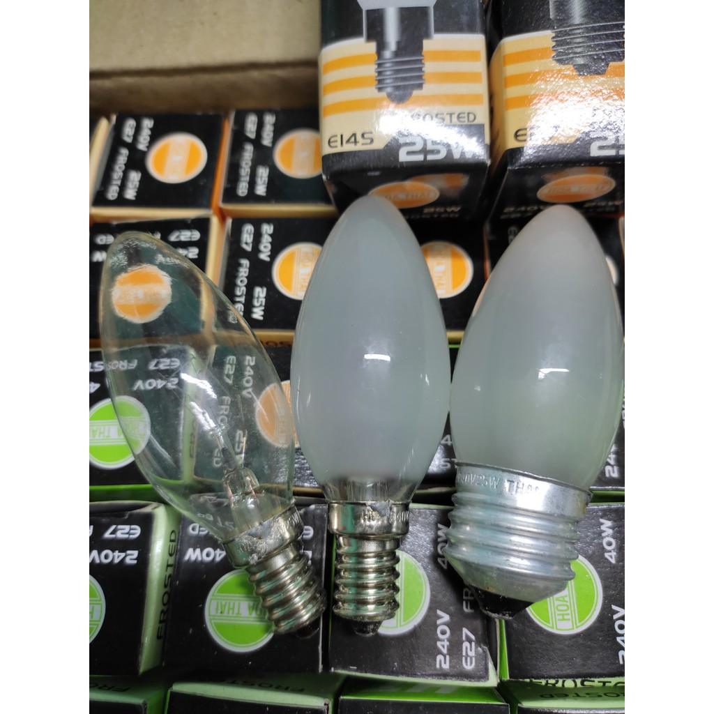 Bóng nhót sợi đốt dùng trang trí bóng tủ lạnh Hòa Thái ánh sáng vàng đỏ đui E14 E27 công suất 15W-40W