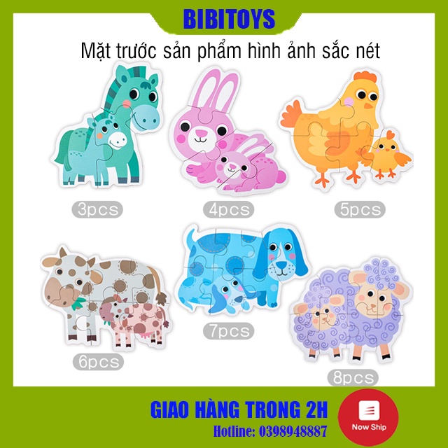 [GIÁ KM SP MỚI] Bộ ghép hình gỗ cao cấp 3-8 mảnh hộp giấy giúp bé từ 2 tuổi phát triển tư duy, sáng tạo Montessori