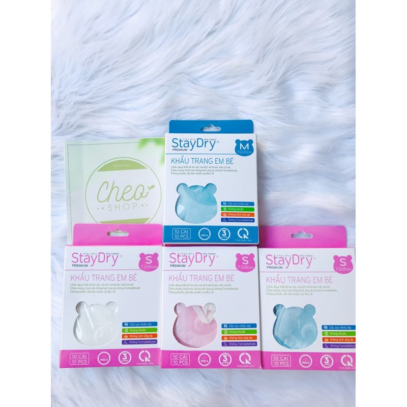 Khẩu trang y tế cho em bé StayDry Premium hộp 10 cái