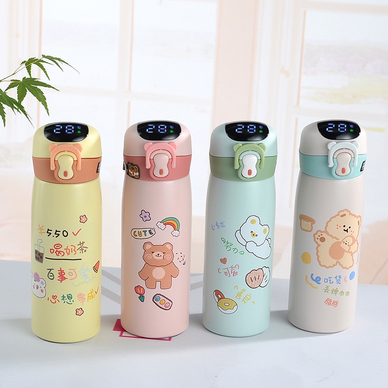 Bình giữ nhiệt hiển thị nhiệt độ có ống hút nắp thiên nga 500ml