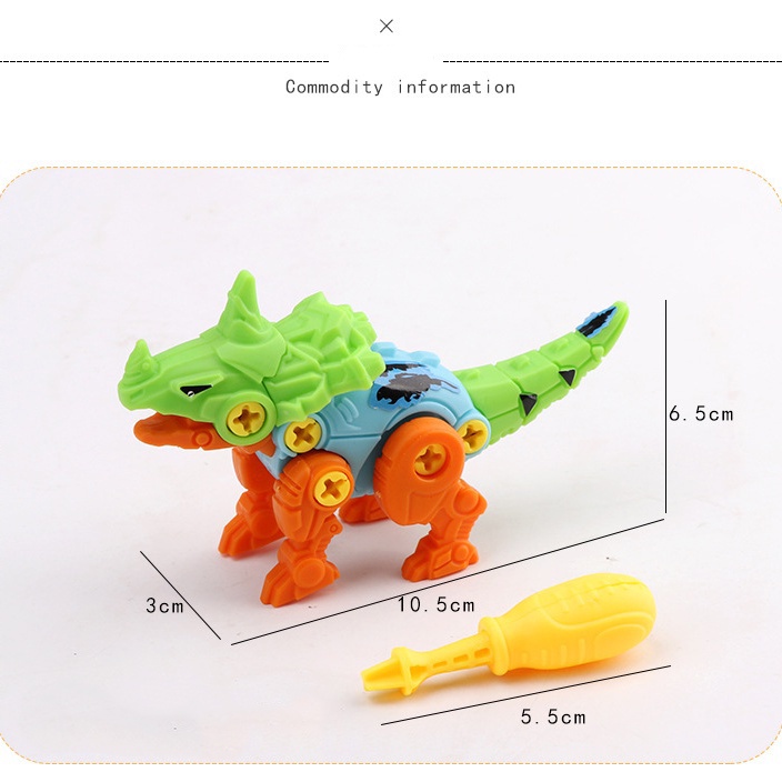 Set đồ chơi lắp ráp hình khủng long có ốc vít hỗ trợ giáo dục sớm vui nhộn dành cho các bé