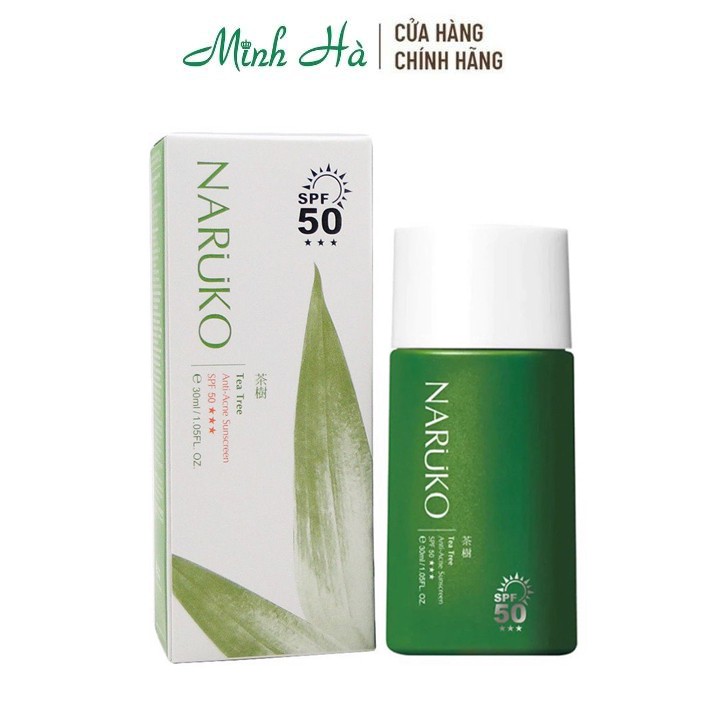 Kem chống nắng Naruko Tea Tree Anti-Acne Sunscreen SPF50 30ml chiết xuất tràm trà giúp ngăn ngừa mụn